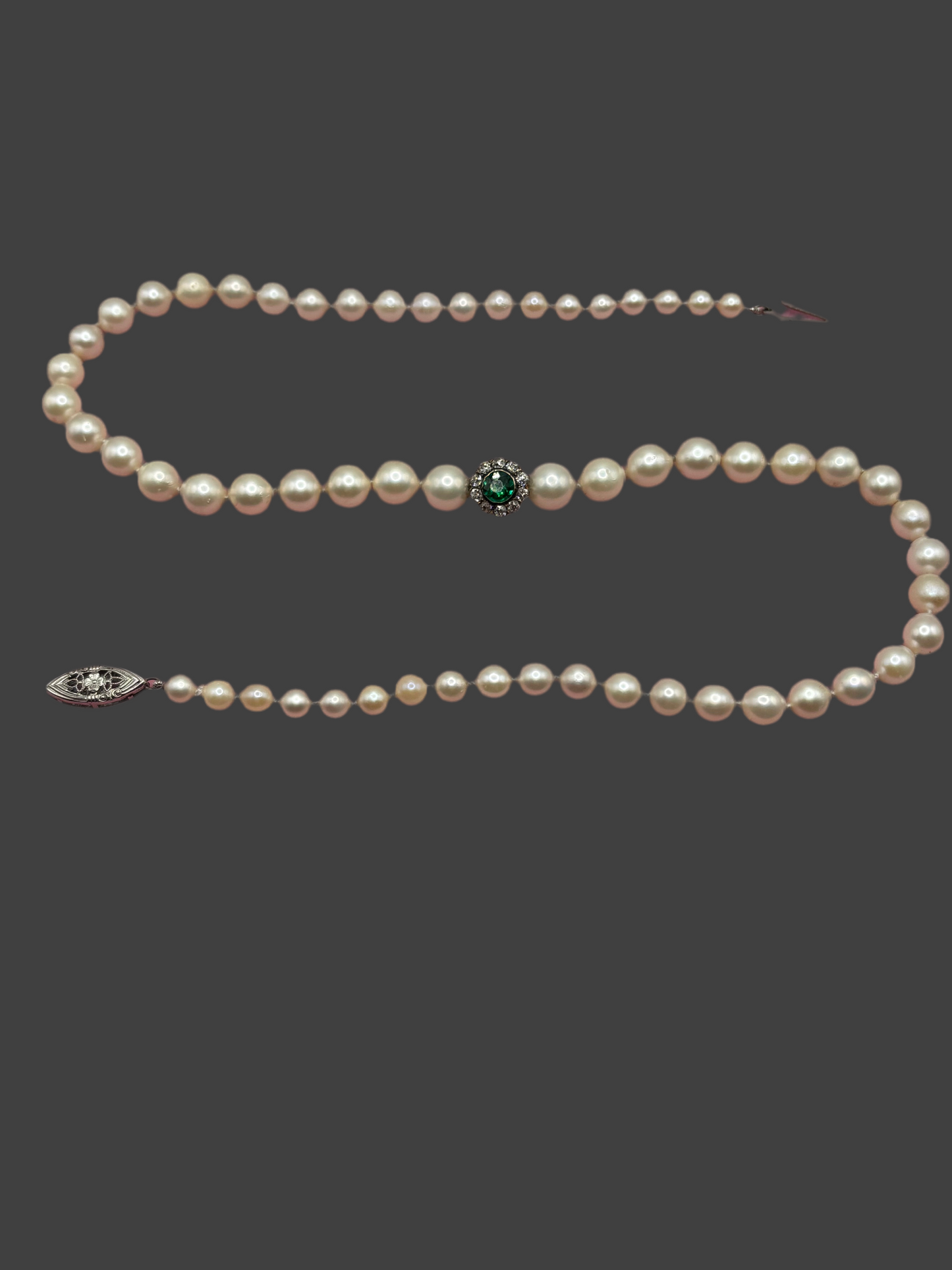 custom antique pearl diamond emerald choker