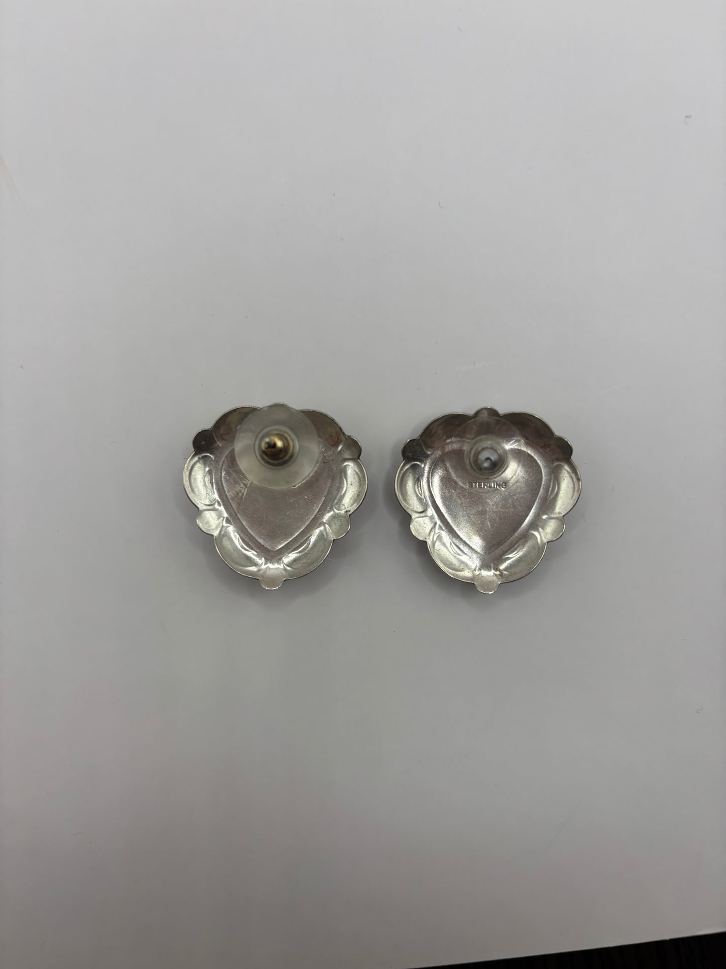 Navajo sterling silver etched multi gemstone inlaid earrings