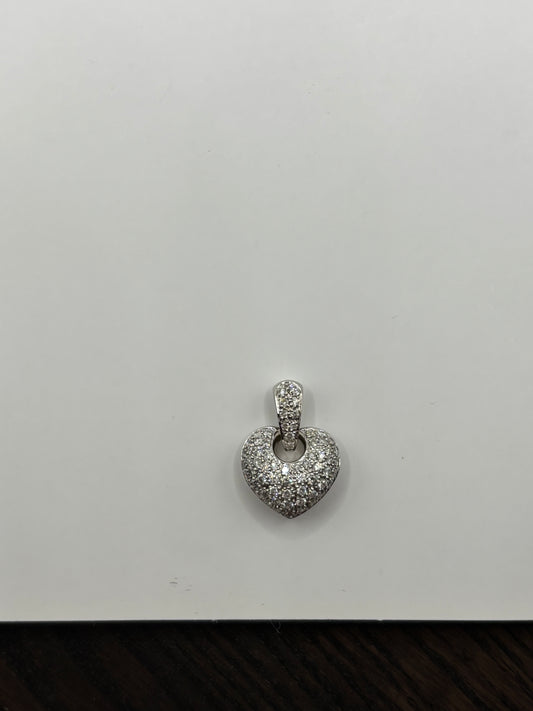 Estate diamond heart filigree pendant 18k