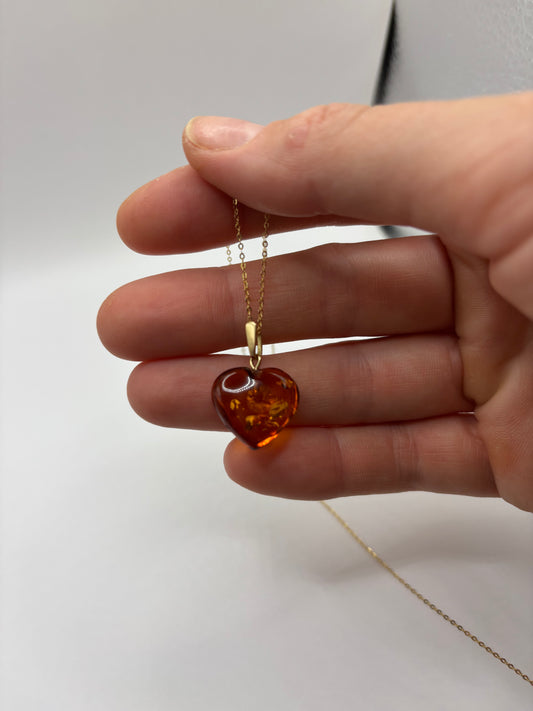 Baltic heart shaped amber pendant