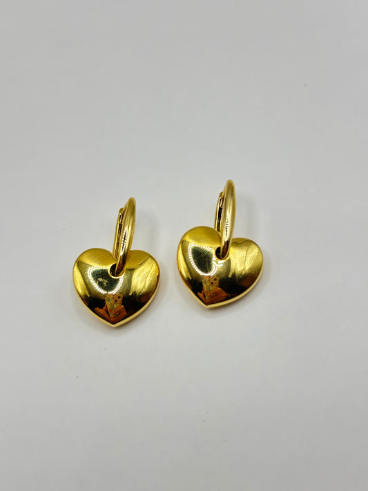 Heart paper clip huggie earrings