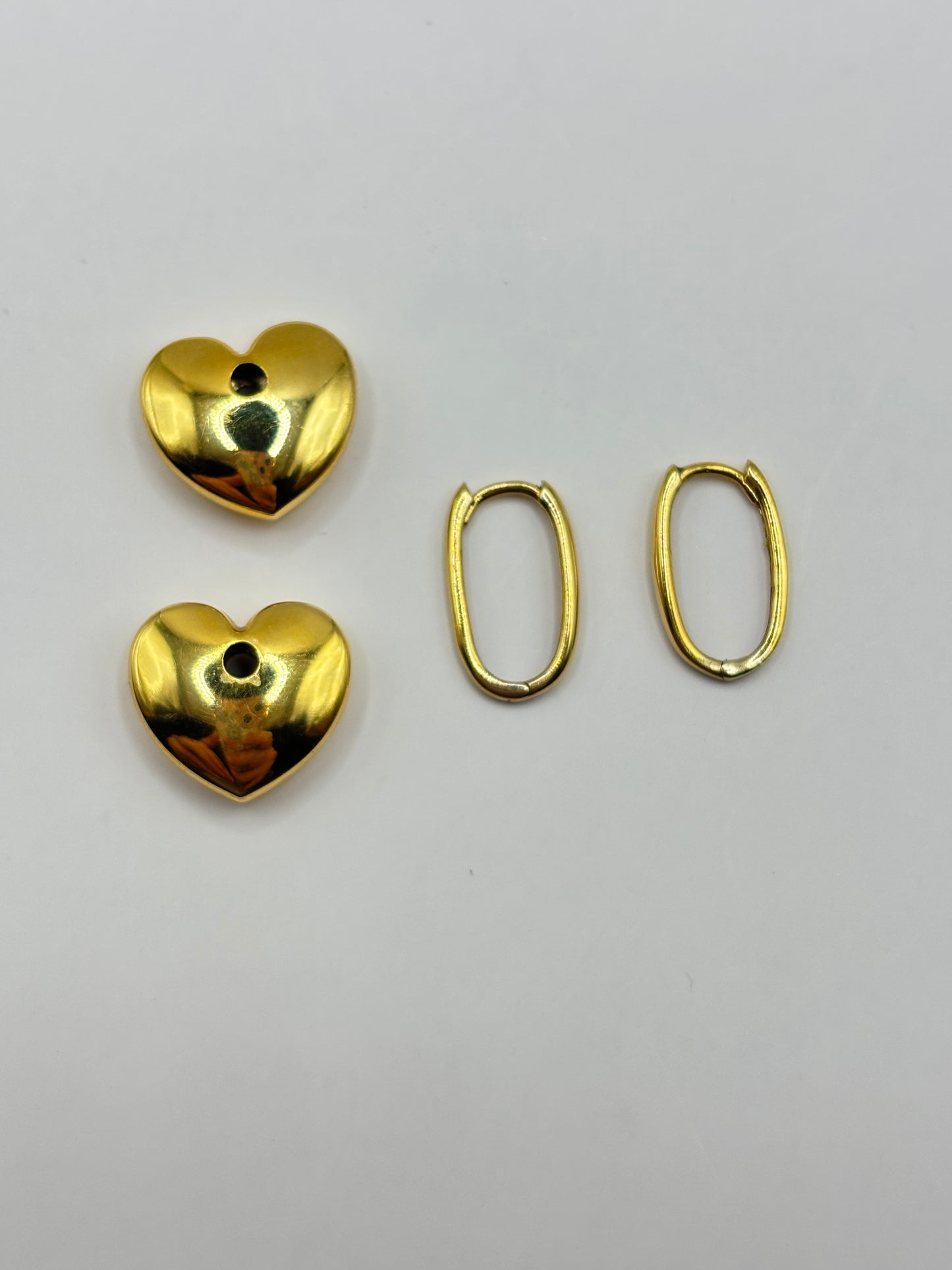 Heart paper clip huggie earrings