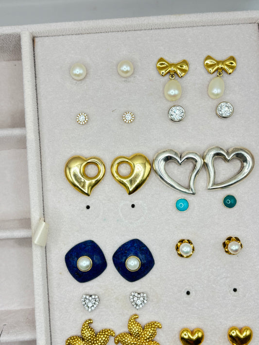 Custom gold bow + pearl drop earrings