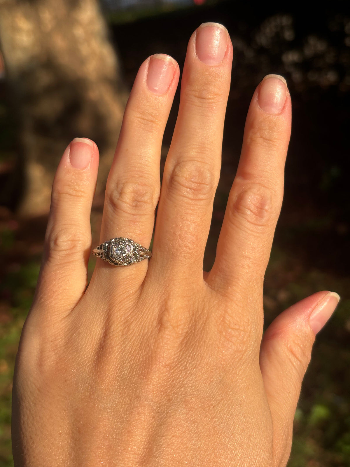 Antique Edwardian Art Deco 18K Gold Old European Cut Diamond Engagement Ring - Default Title