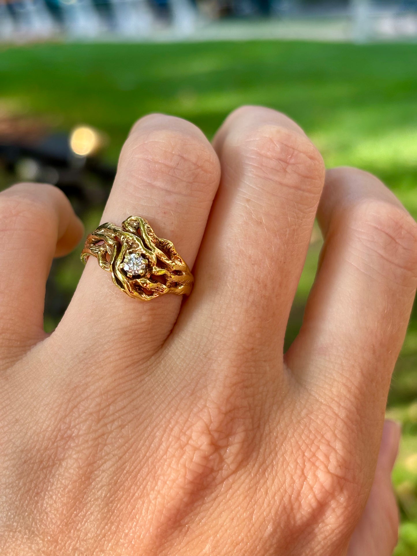 Brutalist 14k diamond ring - Default Title