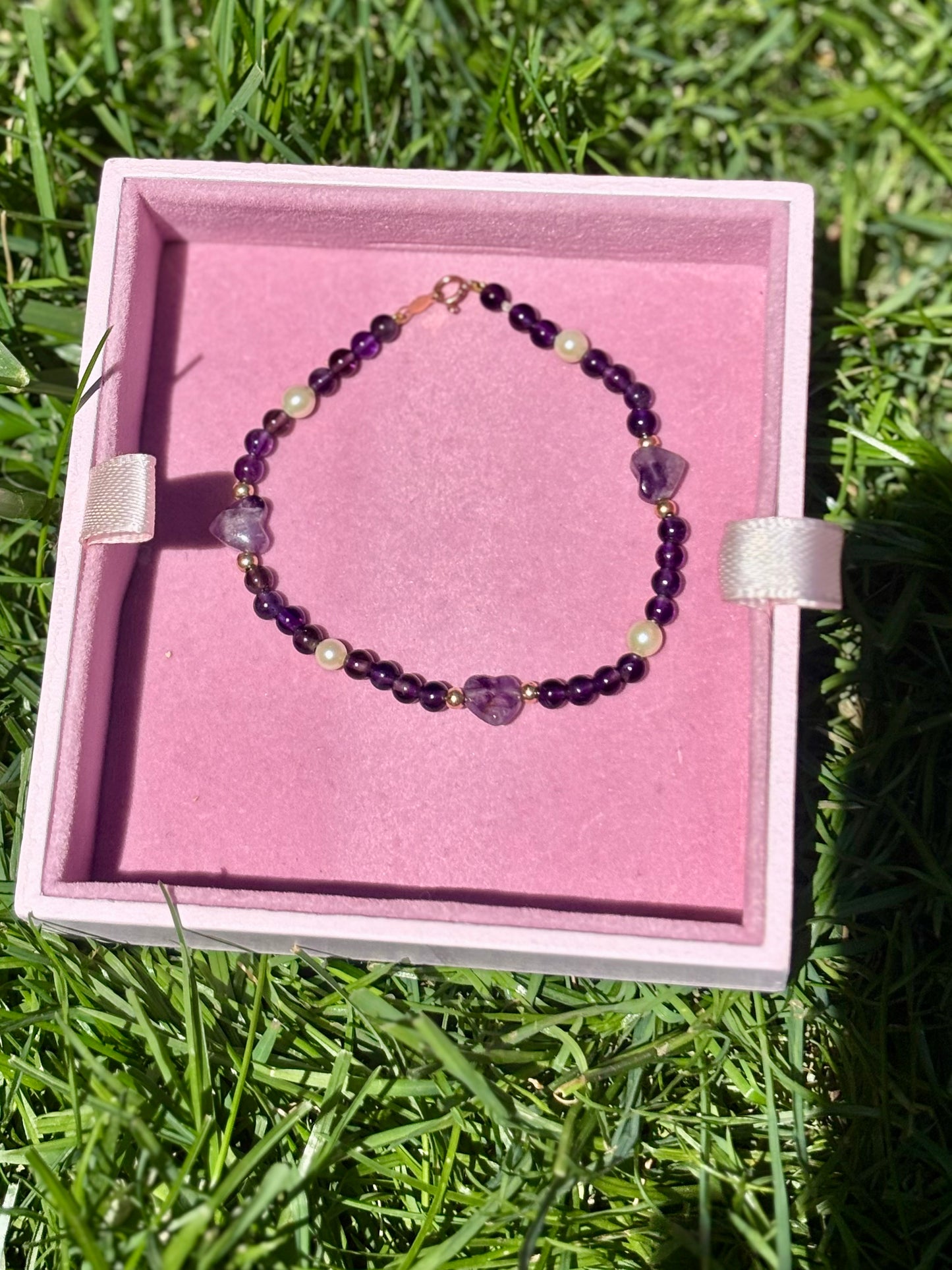 Amethyst heart bracelet