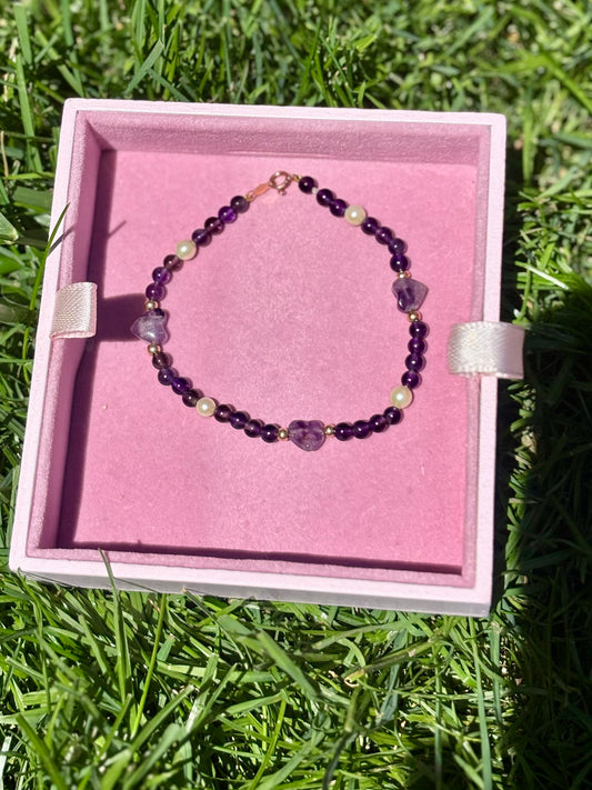 Amethyst heart bracelet