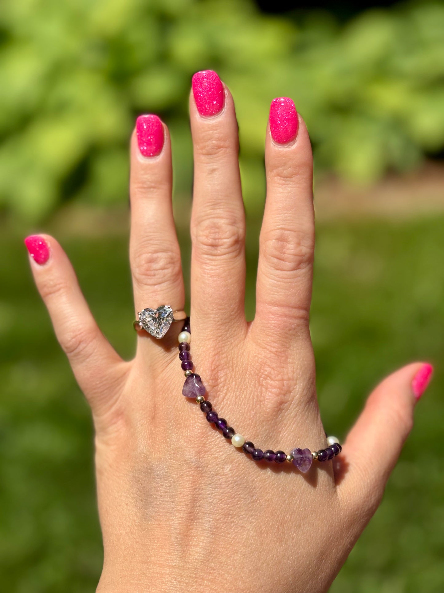 Amethyst heart bracelet