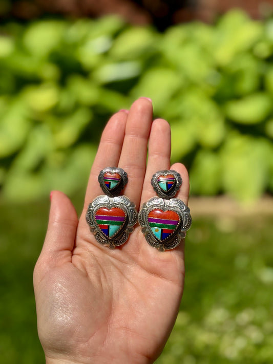Navajo heart dangling earrings