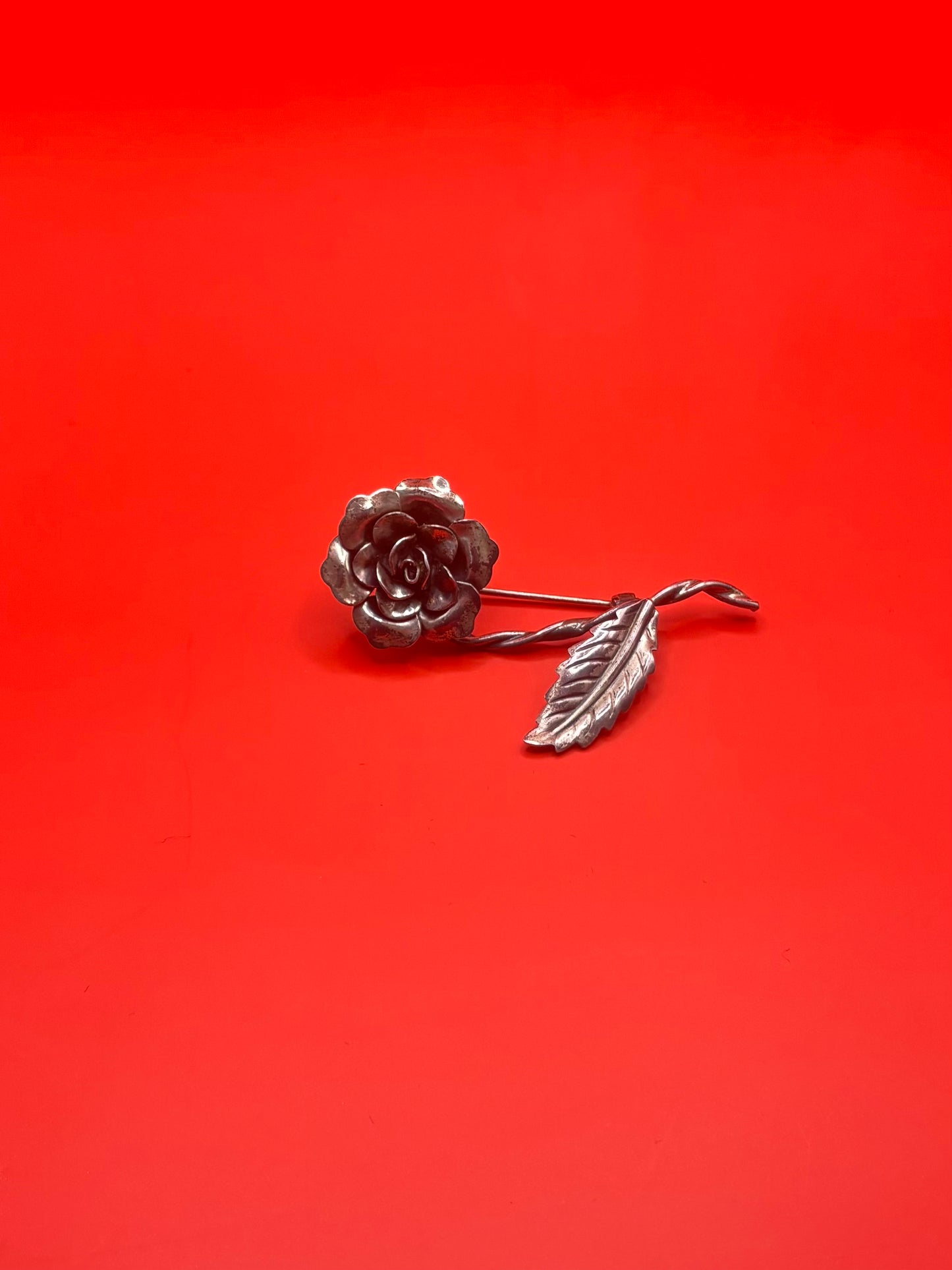 Sterling silver rose brooch