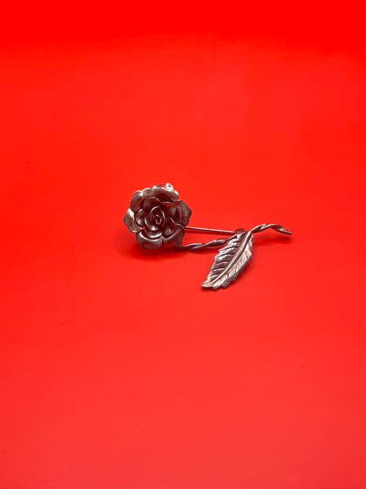 Sterling silver rose brooch