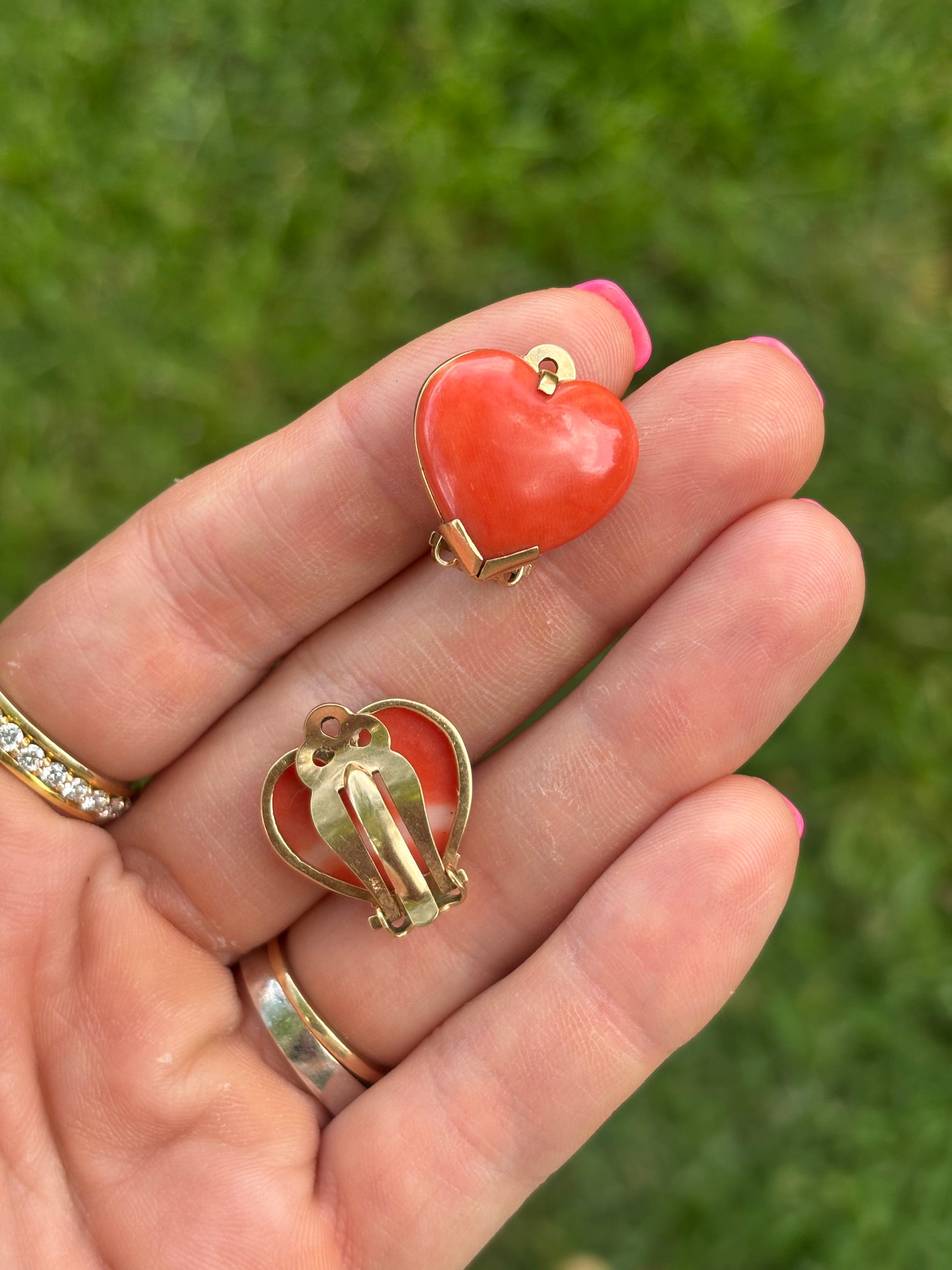 Natural Coral Heart Earrings