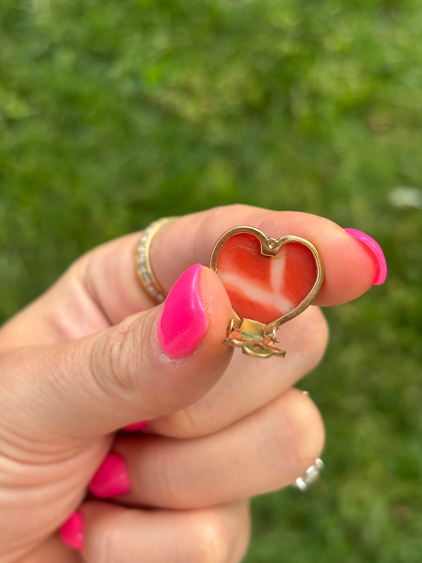 Natural Coral Heart Earrings