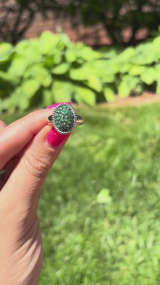 Pave emerald ring